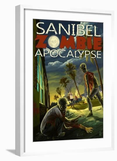 Sanibel, Florida - Zombie Apocalypse-Lantern Press-Framed Art Print