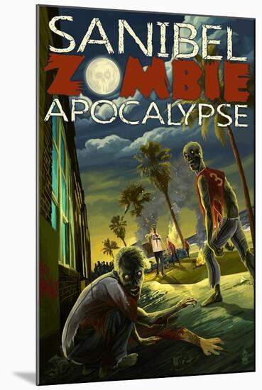 Sanibel, Florida - Zombie Apocalypse-Lantern Press-Mounted Art Print