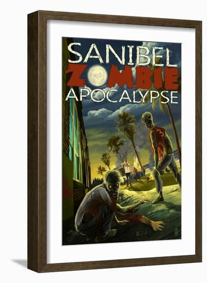 Sanibel, Florida - Zombie Apocalypse-Lantern Press-Framed Art Print