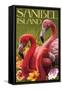 Sanibel Island, Florida - Flamingos-Lantern Press-Framed Stretched Canvas