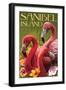 Sanibel Island, Florida - Flamingos-Lantern Press-Framed Art Print