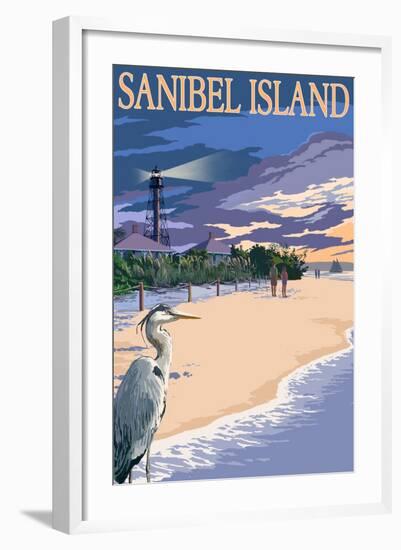 Sanibel Island, Florida - Lighthouse-Lantern Press-Framed Art Print