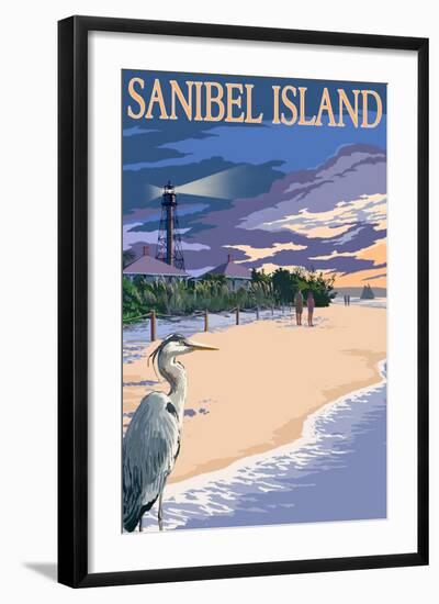 Sanibel Island, Florida - Lighthouse-Lantern Press-Framed Art Print