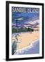 Sanibel Island, Florida - Lighthouse-Lantern Press-Framed Art Print