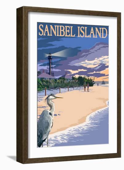 Sanibel Island, Florida - Lighthouse-Lantern Press-Framed Art Print