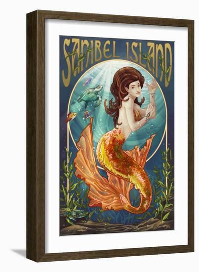 Sanibel Island, Florida - Mermaid-Lantern Press-Framed Art Print