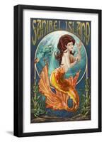 Sanibel Island, Florida - Mermaid-Lantern Press-Framed Art Print