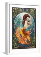 Sanibel Island, Florida - Mermaid-Lantern Press-Framed Art Print