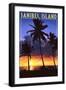 Sanibel Island, Florida - Palm and Sunset-Lantern Press-Framed Art Print