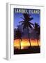 Sanibel Island, Florida - Palm and Sunset-Lantern Press-Framed Art Print