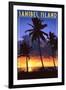 Sanibel Island, Florida - Palm and Sunset-Lantern Press-Framed Art Print