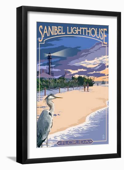 Sanibel Lighthouse - Sanibel, Florida-Lantern Press-Framed Art Print