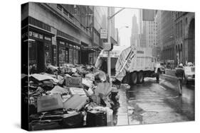 Sanitation Trucks Collecting Garbage-null-Stretched Canvas