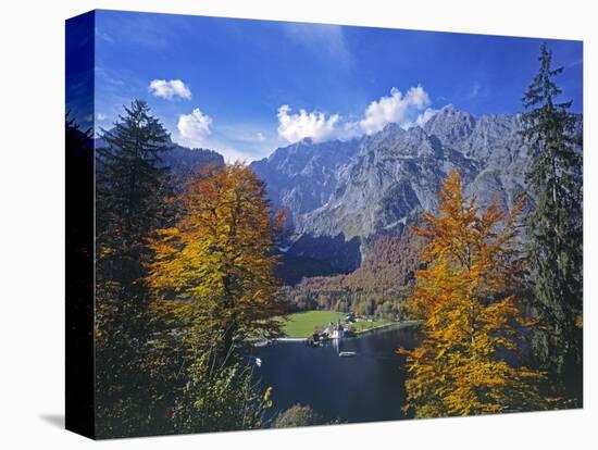 Sankt Bartholoma Church on Lake Konigssee-Walter Geiersperger-Stretched Canvas