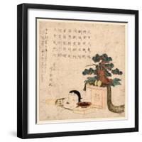 Sanpoukazari to Otafuku No Men-Keisai Eisen-Framed Giclee Print