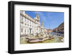 Sant'Agnese in Agone Church and the Fontana Del Moro in the Piazza Navona, Rome, Lazio-Neale Clark-Framed Photographic Print