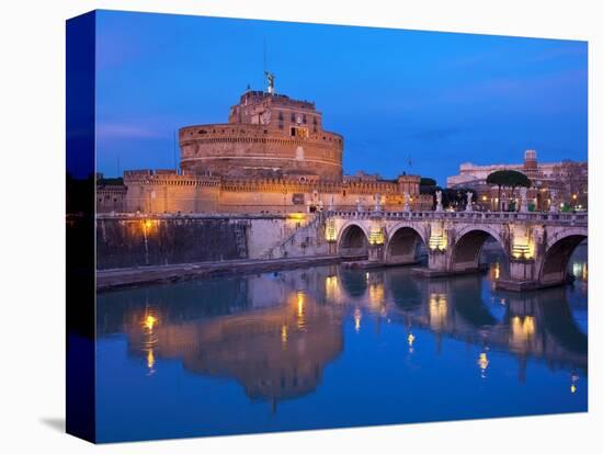 Sant'Angelo Bridge and Castel Sant'Angelo at night-Sylvain Sonnet-Stretched Canvas