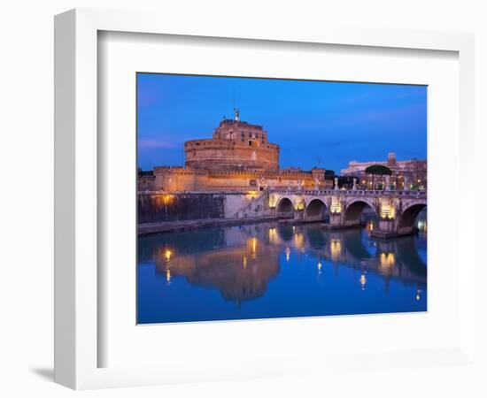 Sant'Angelo Bridge and Castel Sant'Angelo at night-Sylvain Sonnet-Framed Photographic Print