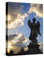 Sant' Angelo Bridge Detail and St. Peter's Basilica, Rome, Italy-Doug Pearson-Stretched Canvas