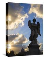 Sant' Angelo Bridge Detail and St. Peter's Basilica, Rome, Italy-Doug Pearson-Stretched Canvas