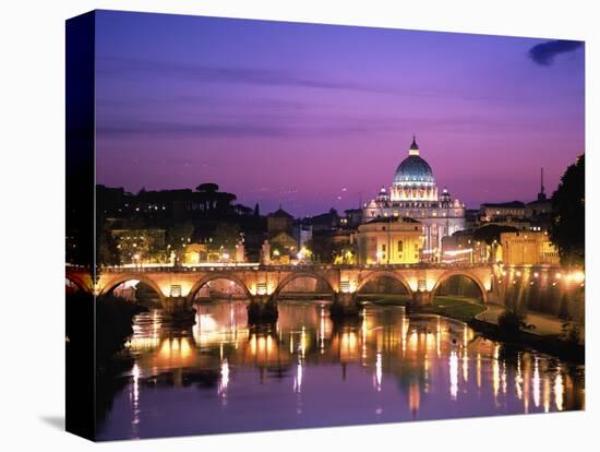 Sant'Angelo Bridge over Tiber River-Dennis Degnan-Stretched Canvas