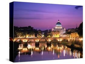 Sant'Angelo Bridge over Tiber River-Dennis Degnan-Stretched Canvas