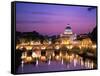 Sant'Angelo Bridge over Tiber River-Dennis Degnan-Framed Stretched Canvas