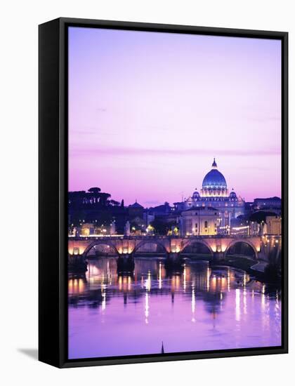 Sant'Angelo Bridge over Tiber River-Dennis Degnan-Framed Stretched Canvas