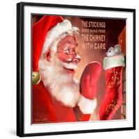 Santa 3 Stockings-Chris Consani-Framed Art Print