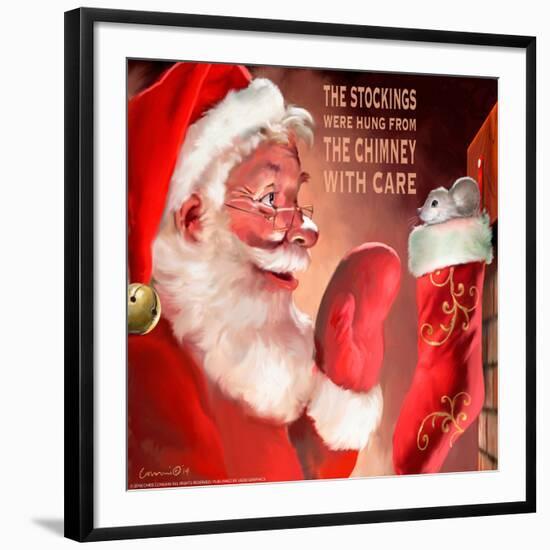 Santa 3 Stockings-Chris Consani-Framed Art Print