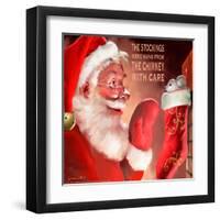 Santa 3 Stockings-Chris Consani-Framed Art Print