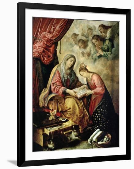 Santa Ana Enseñando a Leer a La Virgen-Juan De Las Roelas-Framed Giclee Print