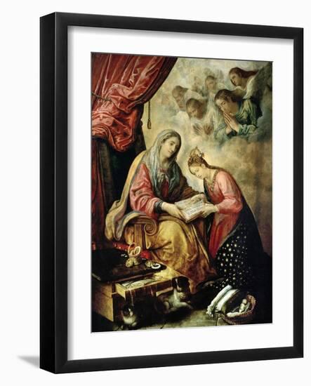 Santa Ana Enseñando a Leer a La Virgen-Juan De Las Roelas-Framed Giclee Print