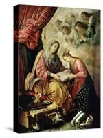 Santa Ana Enseñando a Leer a La Virgen-Juan De Las Roelas-Stretched Canvas