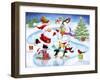 Santa and Friends Enjoy Skating-MAKIKO-Framed Giclee Print