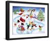 Santa and Friends Enjoy Skating-MAKIKO-Framed Giclee Print