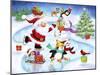 Santa and Friends Enjoy Skating-MAKIKO-Mounted Giclee Print