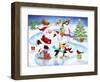 Santa and Friends Enjoy Skating-MAKIKO-Framed Giclee Print