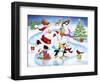 Santa and Friends Enjoy Skating-MAKIKO-Framed Giclee Print