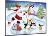 Santa and Friends Enjoy Skating-MAKIKO-Mounted Giclee Print