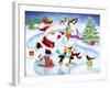 Santa and Friends Enjoy Skating-MAKIKO-Framed Giclee Print