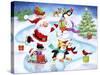 Santa and Friends Enjoy Skating-MAKIKO-Stretched Canvas