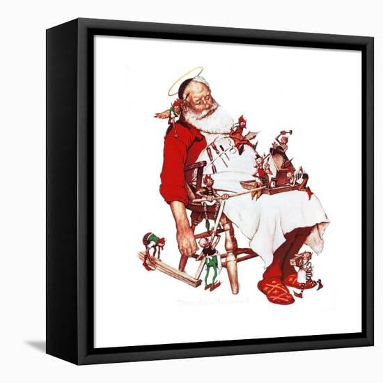 Santa and Helpers-Norman Rockwell-Framed Stretched Canvas