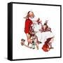 Santa and Helpers-Norman Rockwell-Framed Stretched Canvas