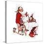 Santa and Helpers-Norman Rockwell-Stretched Canvas