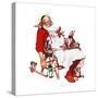 Santa and Helpers-Norman Rockwell-Stretched Canvas