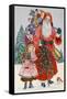 Santa and His Helper (W/C on Paper)-Catherine Bradbury-Framed Stretched Canvas