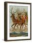 Santa and His Reindeer Flying Through the Sky with a Sleigh Full of Christmas Goodies-null-Framed Photographic Print