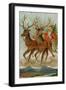 Santa and His Reindeer Flying Through the Sky with a Sleigh Full of Christmas Goodies-null-Framed Photographic Print