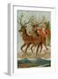 Santa and His Reindeer Flying Through the Sky with a Sleigh Full of Christmas Goodies-null-Framed Photographic Print